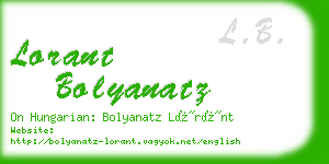 lorant bolyanatz business card